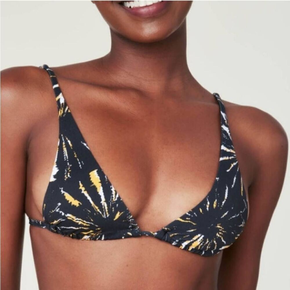 ANDIE X Demi Moore NWT Swim triangle bikini top blackβ yellow white Size Large